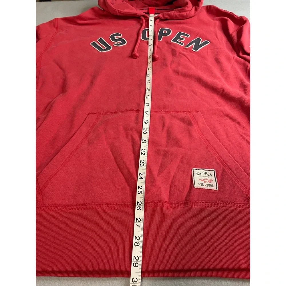 VTG Banner47 US Open‎ 2009 NYC Tennis Hoodie Mens XXL Red Cotton Sweatshirt - Picture 11 of 12